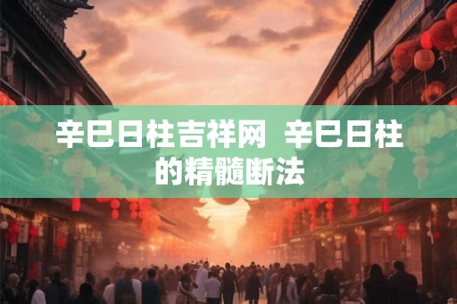 辛巳日柱吉祥网  辛巳日柱的精髓断法