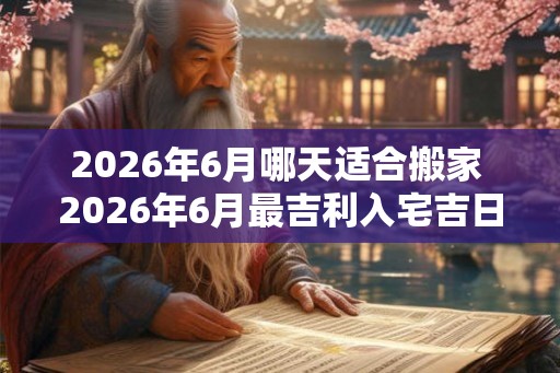 2026年6月哪天适合搬家 2026年6月最吉利入宅吉日