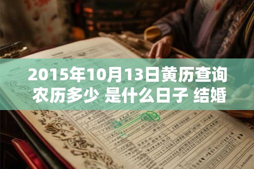 2015年10月13日黄历查询 农历多少 是什么日子 结婚吉时