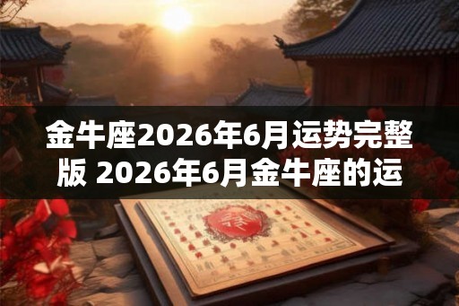 金牛座2026年6月运势完整版 2026年6月金牛座的运势如何 金牛座2026年6月运势完整版 2026年6月金牛座的运势如何