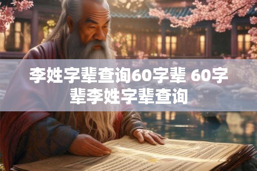 李姓字辈查询60字辈 60字辈李姓字辈查询