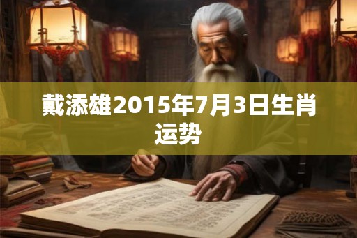 戴添雄2015年7月3日生肖运势