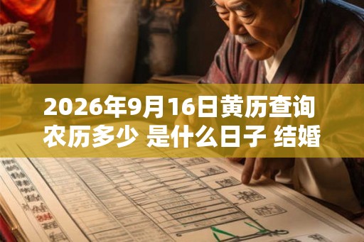 2026年9月16日黄历查询 农历多少 是什么日子 结婚吉时