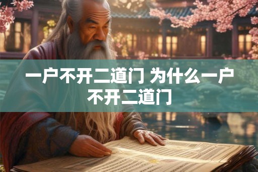 一户不开二道门 为什么一户不开二道门