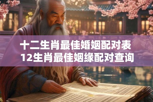 十二生肖最佳婚姻配对表 12生肖最佳姻缘配对查询 十二生肖最佳婚姻配对表 12生肖最佳姻缘配对查询