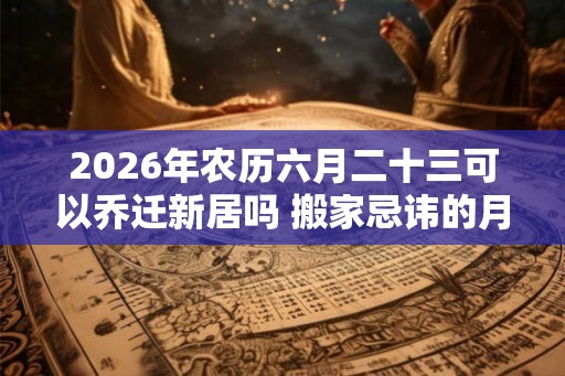 2026年农历六月二十三可以乔迁新居吗 搬家忌讳的月份