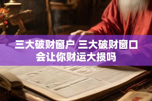 三大破财窗户 三大破财窗口会让你财运大损吗