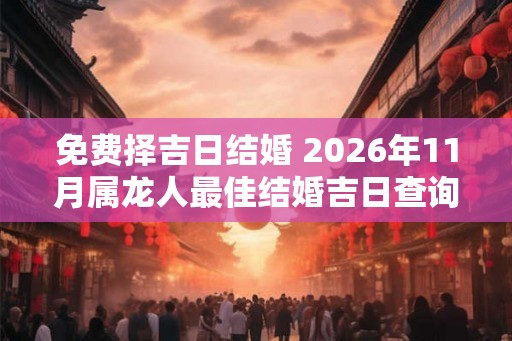 免费择吉日结婚 2026年11月属龙人最佳结婚吉日查询