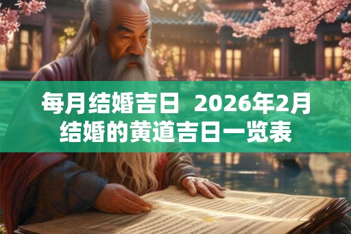 每月结婚吉日  2026年2月结婚的黄道吉日一览表