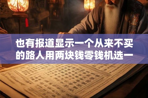 也有报道显示一个从来不买的路人用两块钱零钱机选一注中了一等奖 也有报道显示一个从来不买的路人用两块钱零钱机选一注中了一等奖