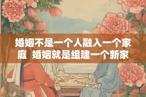 婚姻不是一个人融入一个家庭  婚姻就是组建一个新家庭
