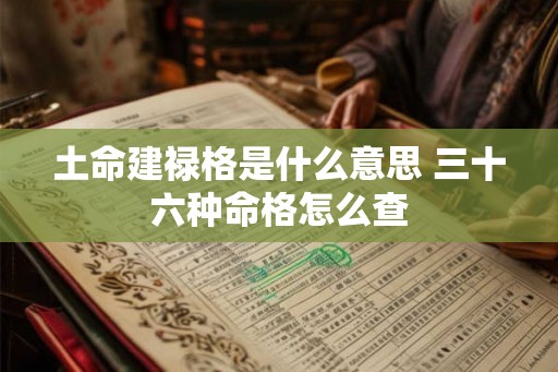 土命建禄格是什么意思 三十六种命格怎么查