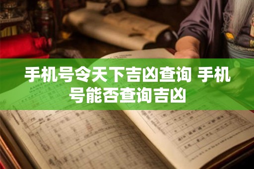 手机号令天下吉凶查询 手机号能否查询吉凶