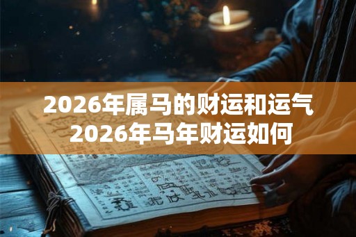 2026年属马的财运和运气 2026年马年财运如何
