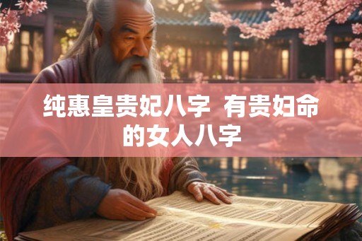 纯惠皇贵妃八字  有贵妇命的女人八字