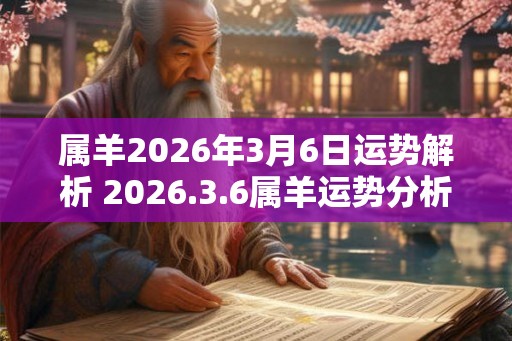 属羊2026年3月6日运势解析 2026.3.6属羊运势分析