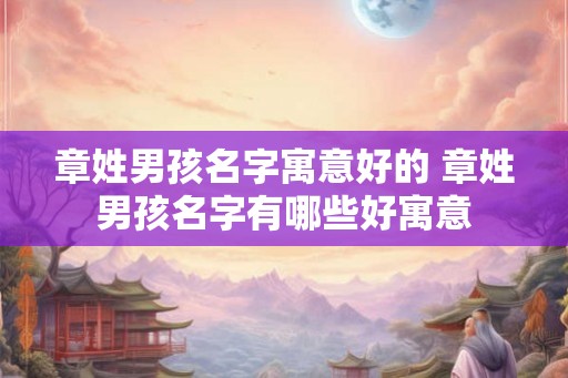 章姓男孩名字寓意好的 章姓男孩名字有哪些好寓意 章姓男孩名字寓意好的 章姓男孩名字有哪些好寓意