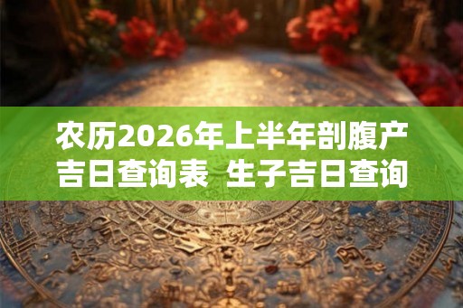 农历2026年上半年剖腹产吉日查询表  生子吉日查询