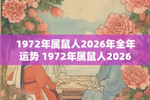 1972年属鼠人2026年全年运势 1972年属鼠人2026年运势如何
