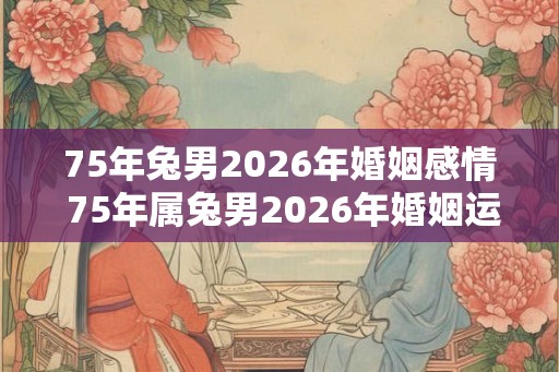 75年兔男2026年婚姻感情 75年属兔男2026年婚姻运势