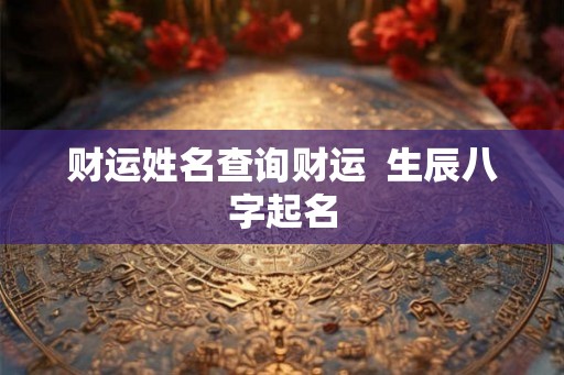 财运姓名查询财运  生辰八字起名