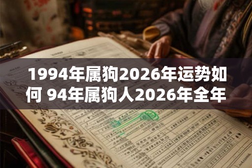 1994年属狗2026年运势如何 94年属狗人2026年全年运势好吗