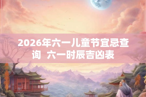 2026年六一儿童节宜忌查询  六一时辰吉凶表