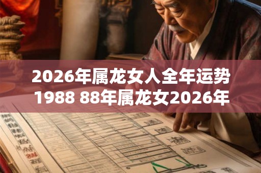 2026年属龙女人全年运势1988 88年属龙女2026年运势表现