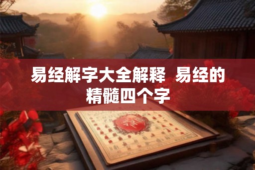 易经解字大全解释  易经的精髓四个字