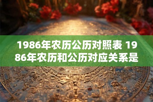1986年农历公历对照表 1986年农历和公历对应关系是什么