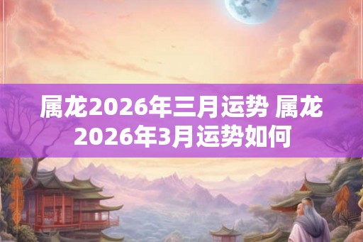属龙2026年三月运势 属龙2026年3月运势如何