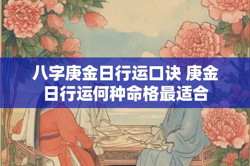 八字庚金日行运口诀 庚金日行运何种命格最适合