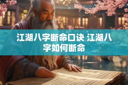 江湖八字断命口诀 江湖八字如何断命