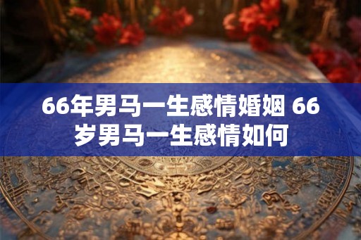 66年男马一生感情婚姻 66岁男马一生感情如何