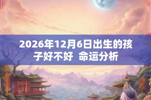 2026年12月6日出生的孩子好不好  命运分析