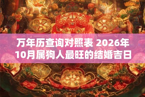 万年历查询对照表 2026年10月属狗人最旺的结婚吉日