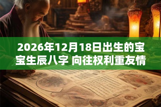 2026年12月18日出生的宝宝生辰八字 向往权利重友情