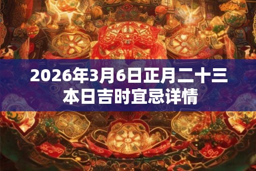 2026年3月6日正月二十三 本日吉时宜忌详情
