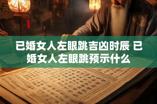 已婚女人左眼跳吉凶时辰 已婚女人左眼跳预示什么