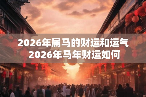 2026年属马的财运和运气 2026年马年财运如何