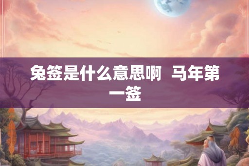兔签是什么意思啊  马年第一签