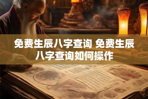 免费生辰八字查询 免费生辰八字查询如何操作