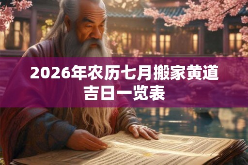 2026年农历七月搬家黄道吉日一览表