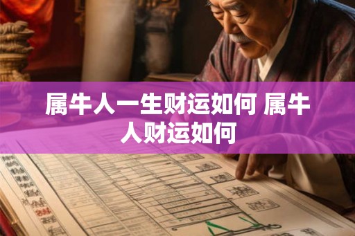 属牛人一生财运如何 属牛人财运如何