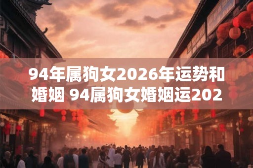 94年属狗女2026年运势和婚姻 94属狗女婚姻运2026如何