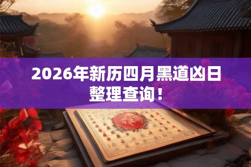 2026年新历四月黑道凶日整理查询！
