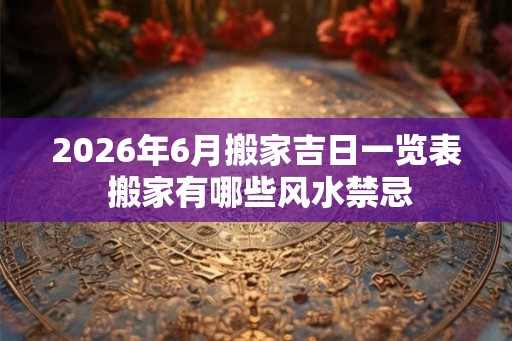 2026年6月搬家吉日一览表 搬家有哪些风水禁忌