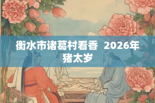 衡水市诸葛村看香  2026年猪太岁