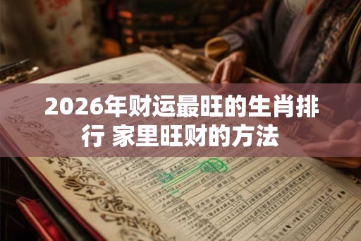 2026年财运最旺的生肖排行 家里旺财的方法