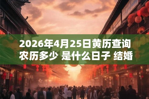 2026年4月25日黄历查询 农历多少 是什么日子 结婚吉时 2026年4月25日黄历查询 农历多少 是什么日子 结婚吉时
